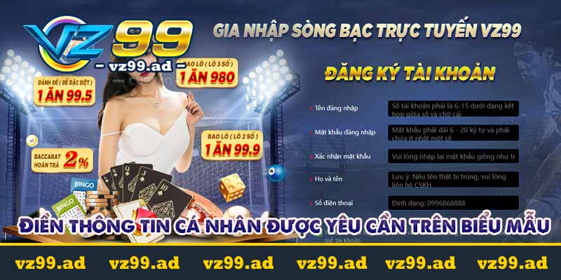 Điền thông tin cá nhân được yêu cần vào biểu mẫu